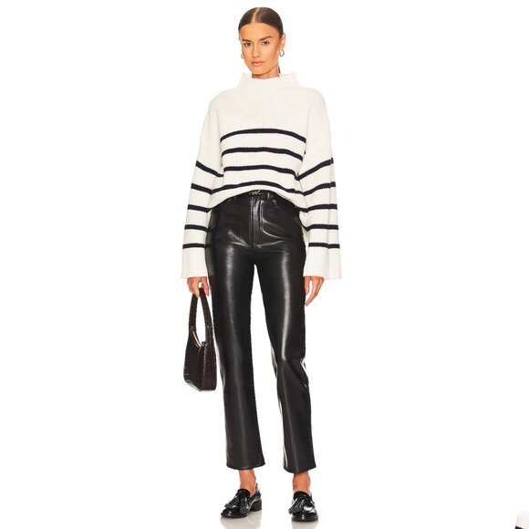 AGOLDE 90s Pinch Waist Recycled Leather Pants Detox Black Size 30 NEW NWT